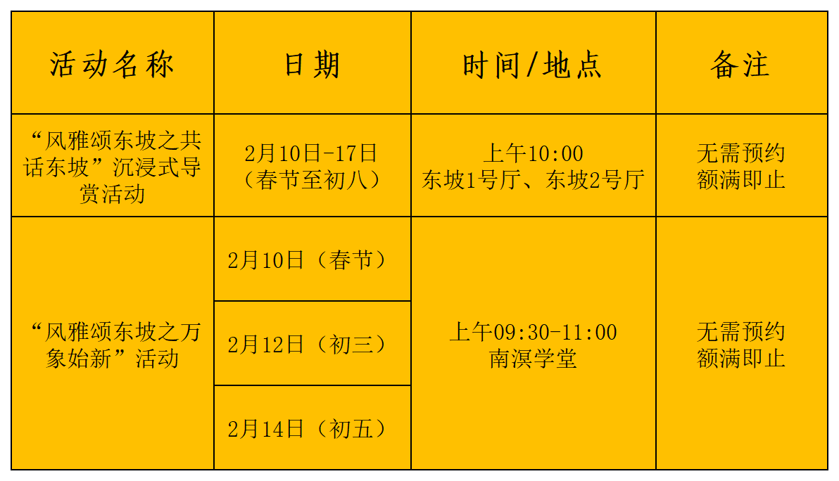 春節(jié)期間社教活動表。海南省博物館供圖